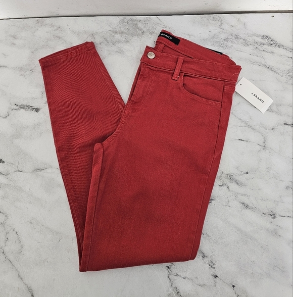 J Brand Skinny Crop Low Rise Red Jeans 30 NWT - Picture 3 of 10
